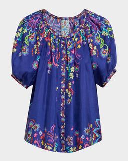 Avah Floral-Print Silk Shirt