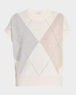 Argyle Chain-Trim Knit Sweater