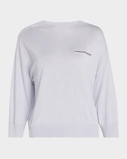 Cashmere and Silk Chain-Trim Knit Sweater