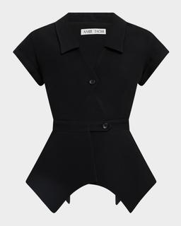 Ana Short-Sleeve Cutout Peplum Top