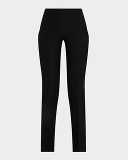Lisa Pintuck Slit-Hem Skinny Ankle Pants