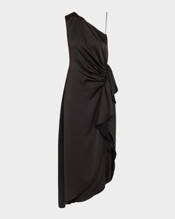 Malika Draped One-Shoulder Midi Dress