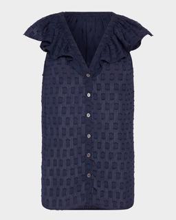 Silvia Dot Ruffle-Trim Top