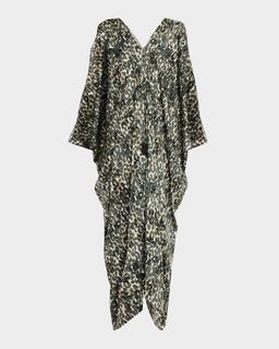 Shalev Leopard Satin Maxi Dress