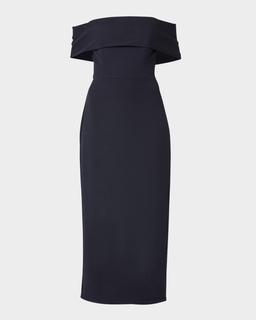 Avril Off-Shoulder Column Midi Dress