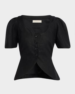 Audrey Fitted Linen Top