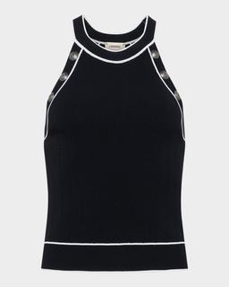 Rosemary High-Neck Button Tank Top