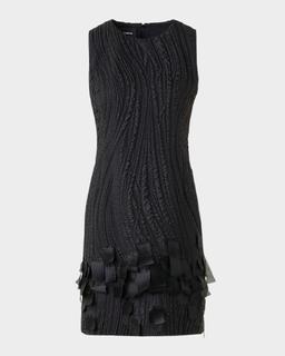 Waves And Ribbons Jacquard Sleeveless Mini Dress