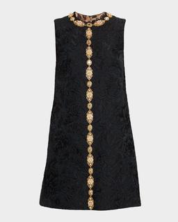 Peony Brocade Embellished Mini Dress