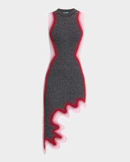 Hailey Reflective Wavy Asymmetric Dress