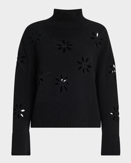 Mock-Neck Cutout Wool-Cashmere Sweater