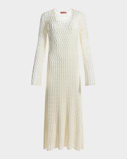 Jemmy Open Knit Long-Sleeve Midi Dress
