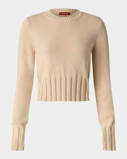 Livvy Wide-Rib Cuffs Crewneck Sweater