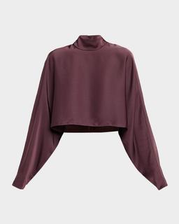 Lightweight Satin Crop Caftan Top