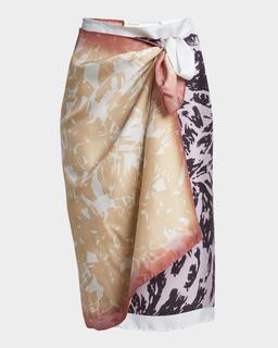 Printed Silk Wrap Skirt