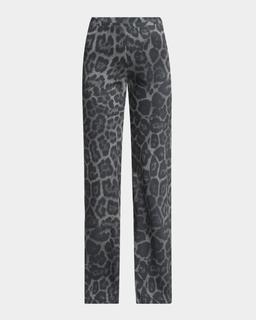 Flared Leopard Print Pants