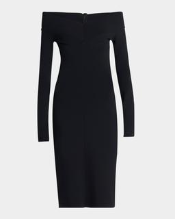 Off-the-Shoulder Compact Knit Midi Dress