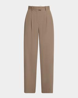 Alfidis Double Pleated Straight-Leg Cotton Pants