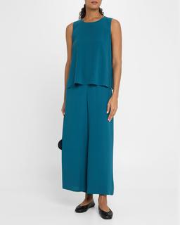 Crewneck Matte Silk Georgette Crepe Shell