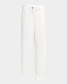 Wide Leg Stretch-Cotton Jeans