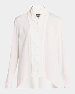 Shawl-Collar Silk Georgette Blouse