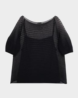 Sheer Harmonica-Pleated Sweater
