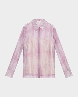 Scottie Button-Down Sheer Silk Blouse
