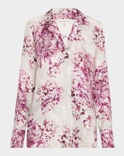 Splatter-Print Silk Twill Blouse