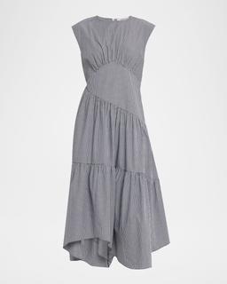 The Check Gathered Midi Dress