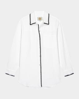 Idania Embroidered Gauze Button-Front Shirt