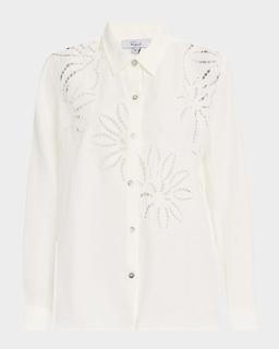 Samar Floral Eyelet-Embroidered Linen Shirt