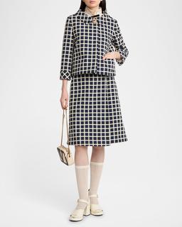 Window Check Heart Button Jacket