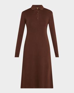 Lyskamm Long-Sleeve Silk Polo Dress