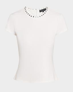 Tate Embellished Short-Sleeve Top