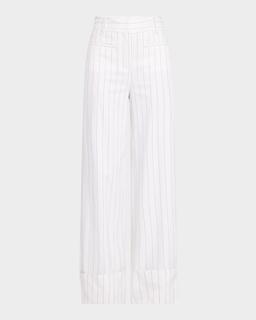 Raquel Pinstripe Linen Pants