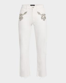 Carolyn Embellished Straight Crop Jeans