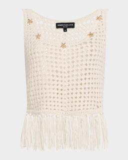 Ginger Embellished Crochet Fringe Tank Top