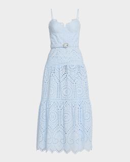 Zuria Belted Eyelet Maxi Dress