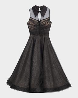 Charlotte Metallic Speckled Illusion Midi Dress