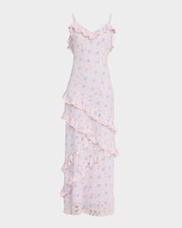 Nocelle Floral Cotton Ruffle Maxi Dress