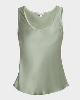 Scoop-Neck Shiny Silk Charmeuse Tank
