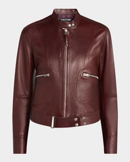 Luxe Plonge Leather Racer Jacket