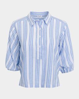 Allison Striped Linen-Blend Top