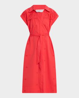 The Freya Embroidered Cotton Midi Shirtdress
