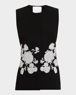 The Isla Sleeveless Floral-Embroidered Jacket