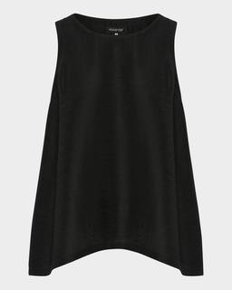 Silk Plisse A-Line Sleeveless Top (Mid Plus Length)