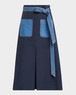 Hudson Belted A-Line Midi Skirt