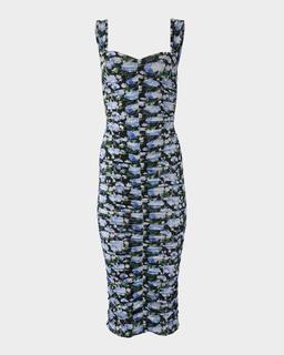 Floral Ruched Midi Dress