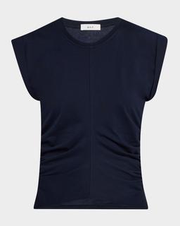 Nia Ruched Cap-Sleeve Tee