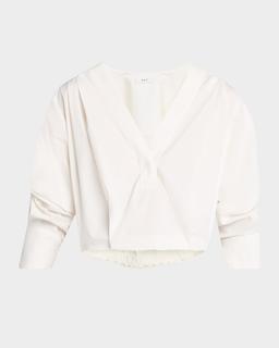 Jordan Ruched-Sleeve Popover Top